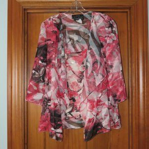 Alex Evenings Petite 2 Piece Twin Set Cami Jacket Coral White Black